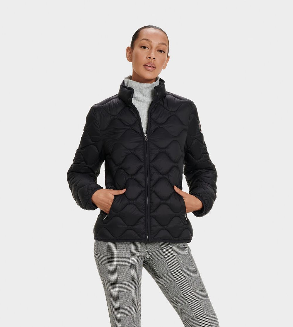 Ugg Jacket Womens - Ugg Selda Packable Quilted Black - 524DBRQZX